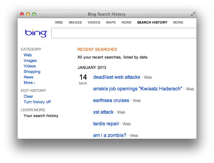 Bing Search History CSRF