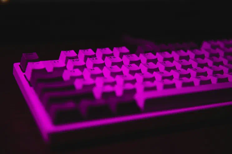 Mechanical Keyboard bathed in pink light!