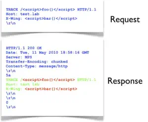 Cross-site tracing request and response